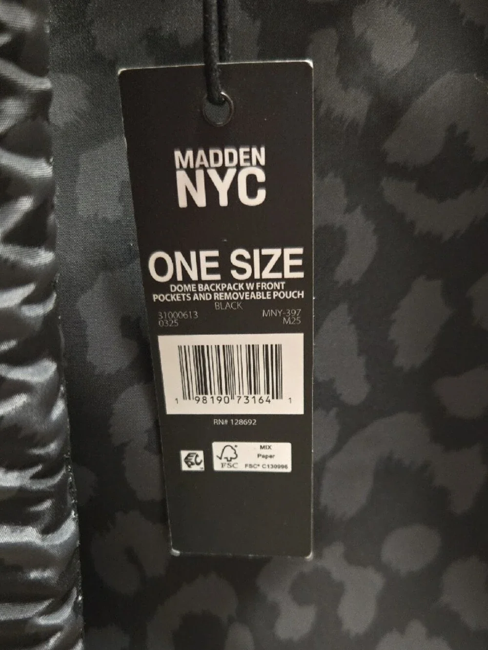 Nwt Madden NYC Leopard-Print Black Backpack